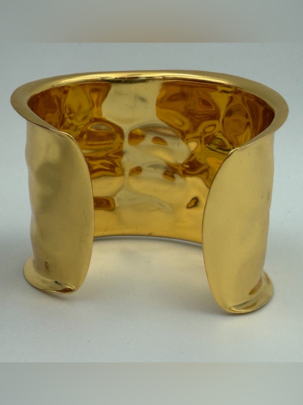 Gold Hammered Open Cuff Bracelet - Women Jewelry